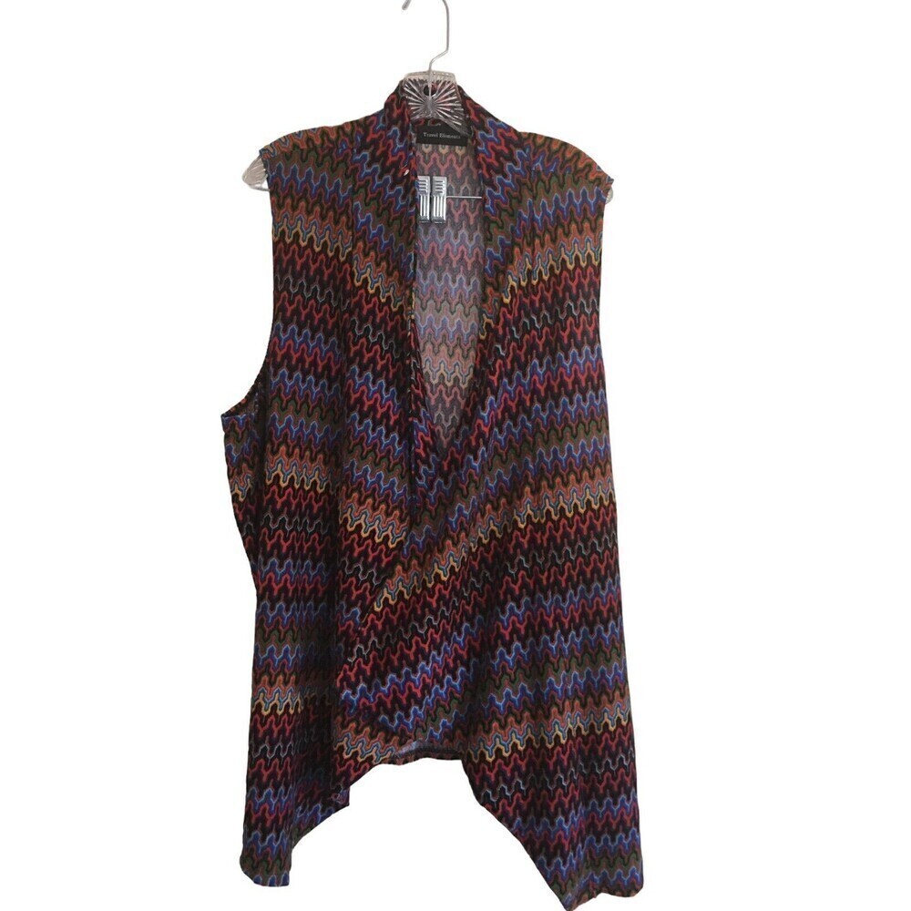 Travel Elements Cardigan Women's Size 1X Multicolor Stripes Sleeveless